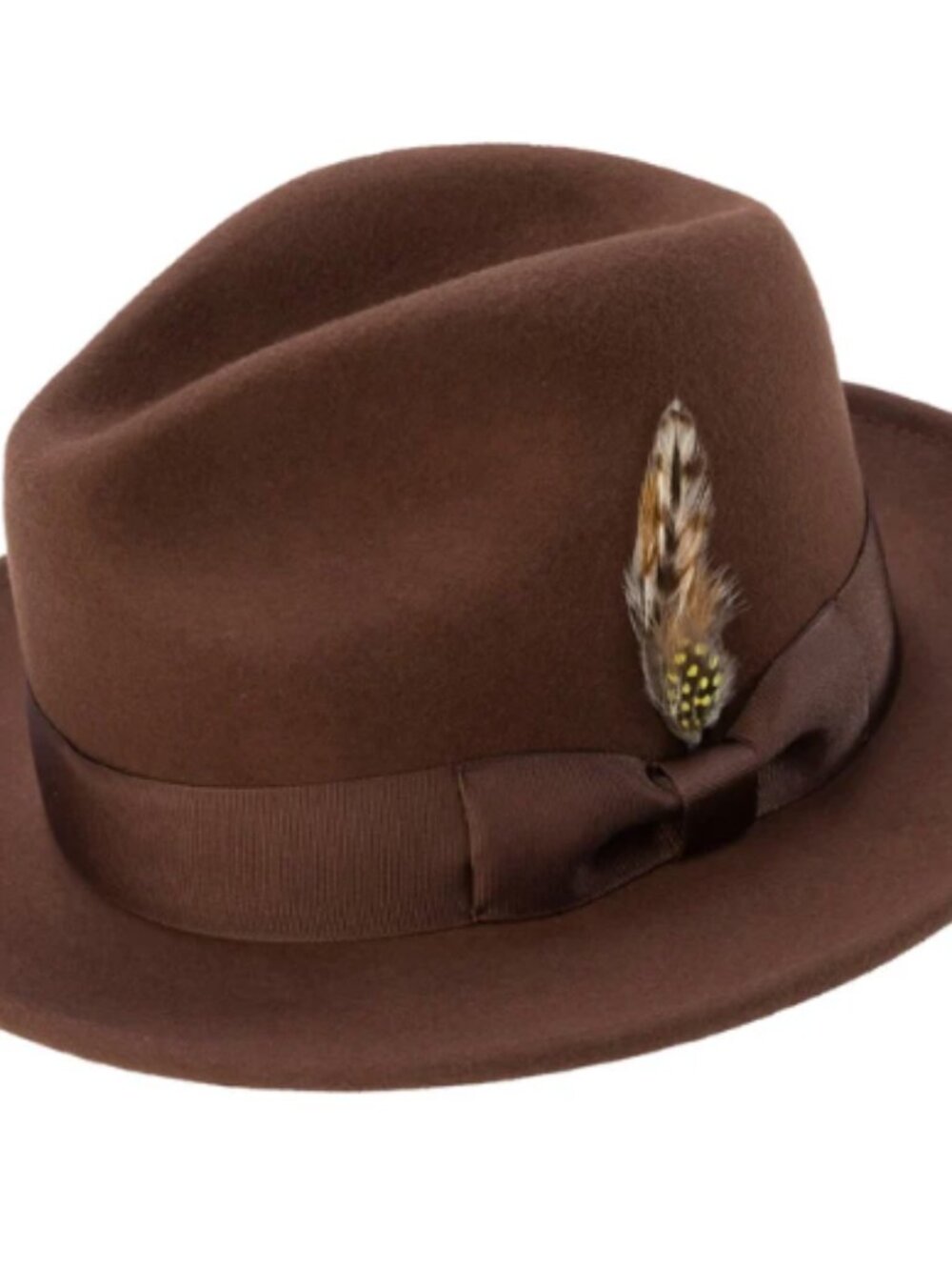 BROWN Lightfelt wool felt pinch crown fedora hat by Montique H-60